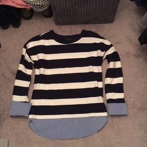 J. Crew Navy and cream stripe sweater.